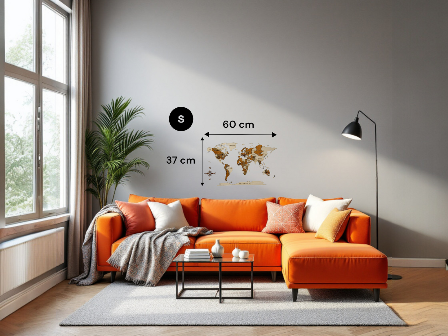 3D wereldkaart in hout - multicolor