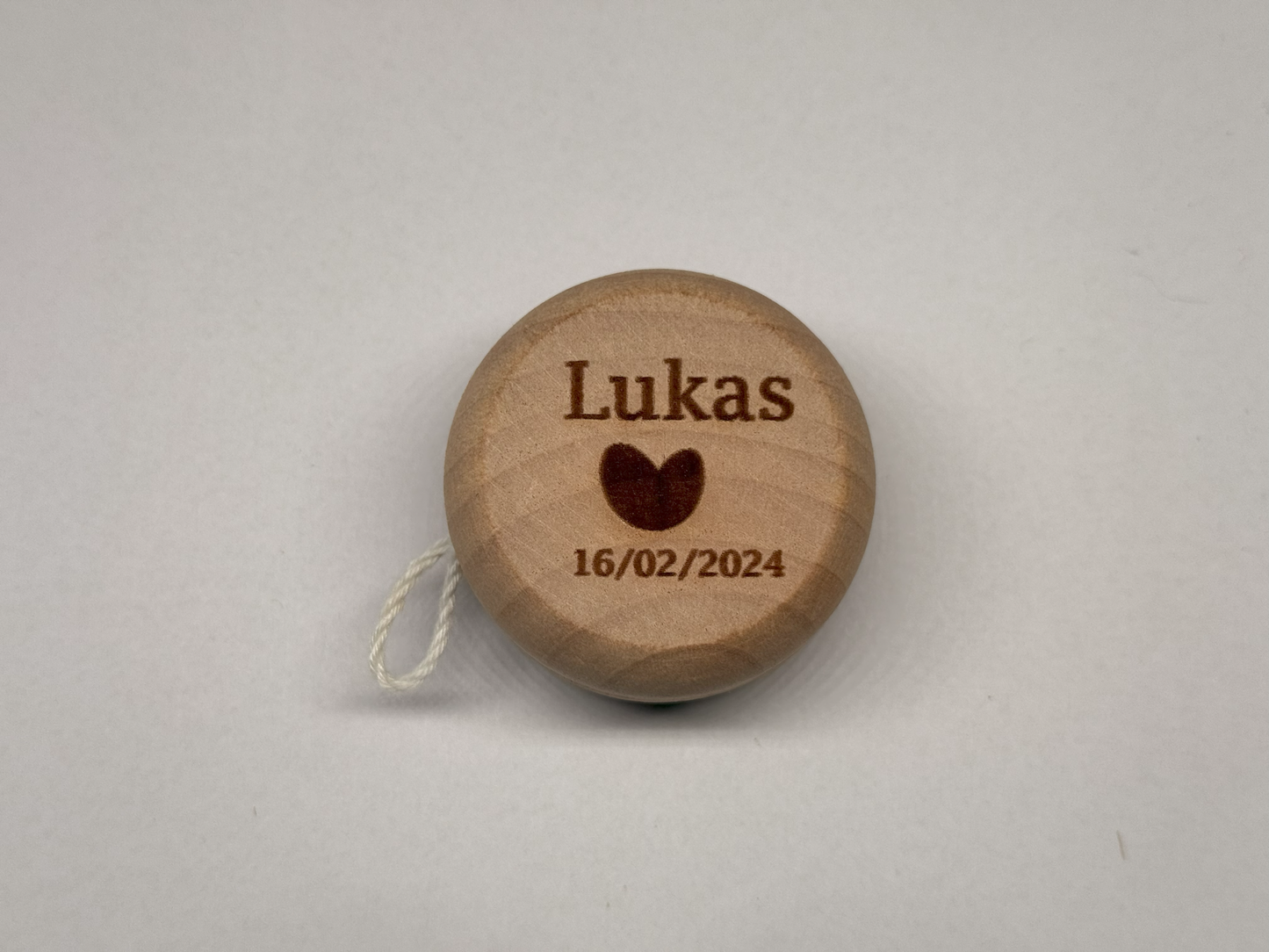 Houten jojo met gravering