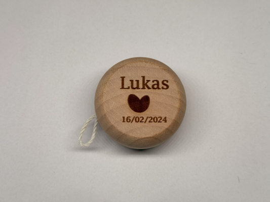 Houten jojo met gravering