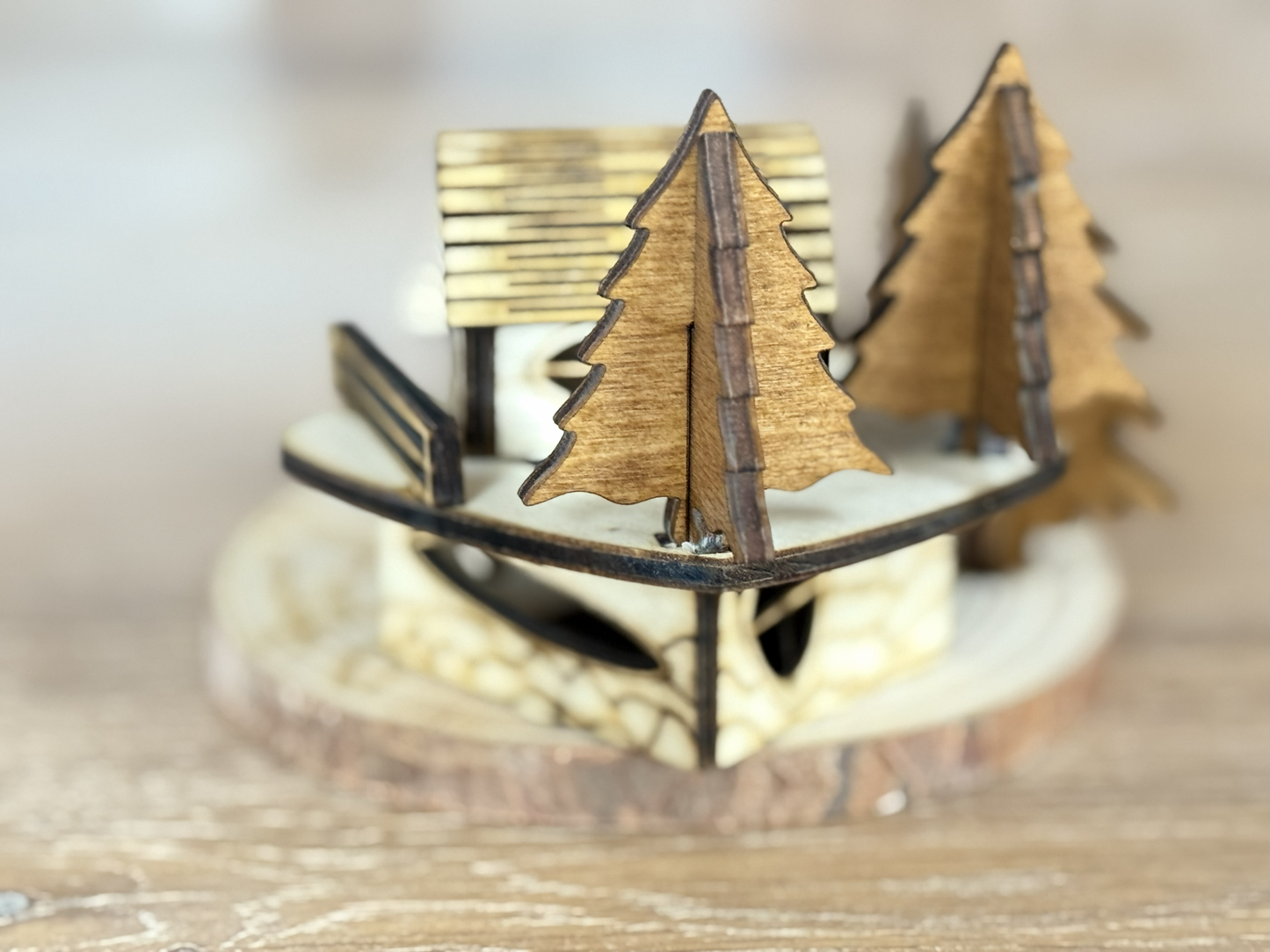 Kerstdiorama - cabin in the woods