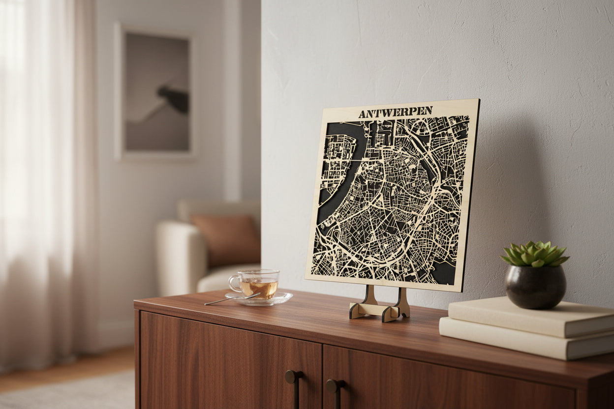 Houten citymap Antwerpen