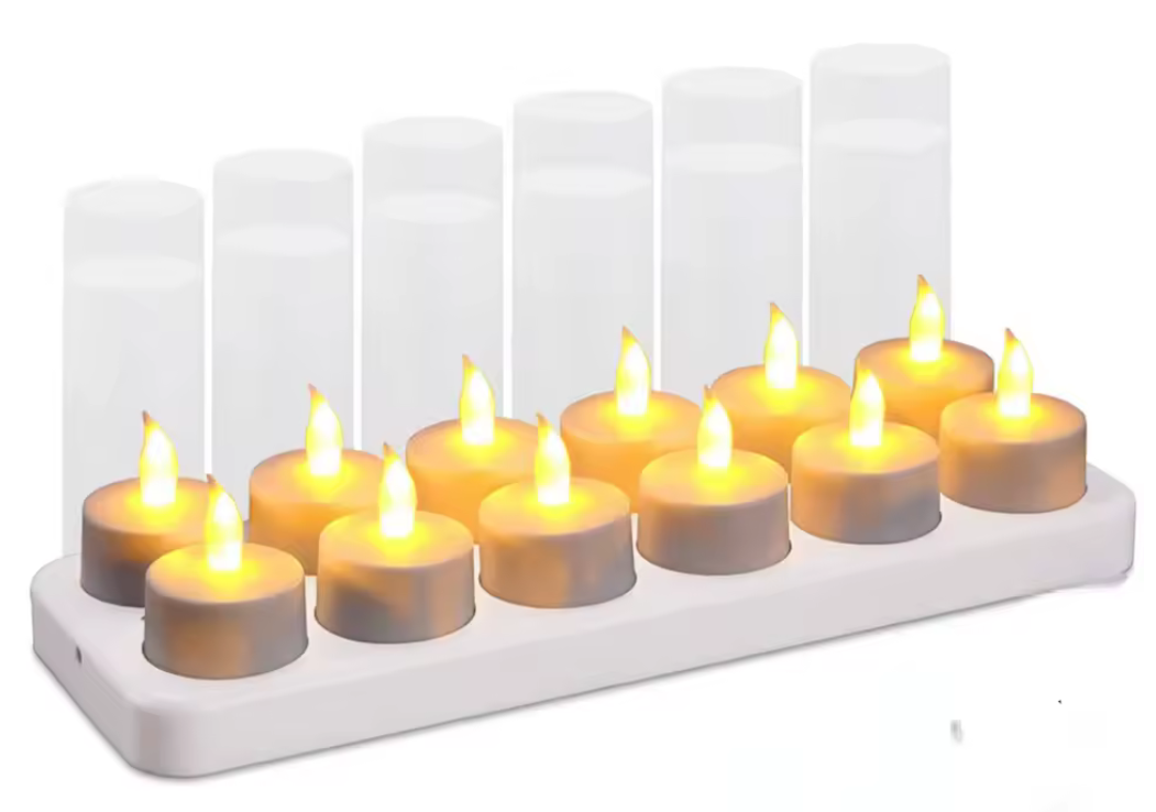 Set van 12 oplaadbare LED kaarsen - theelichtjes