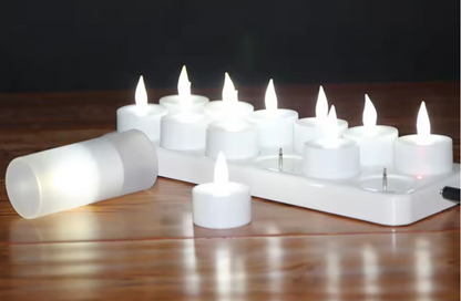 Set van 12 oplaadbare LED kaarsen - theelichtjes
