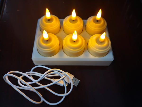 Set van 6 oplaadbare LED kaarsen-  theelichtjes