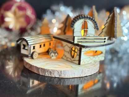 Kerstdiorama - cabin in the woods