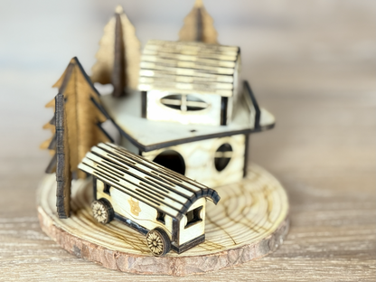 Kerstdiorama - cabin in the woods