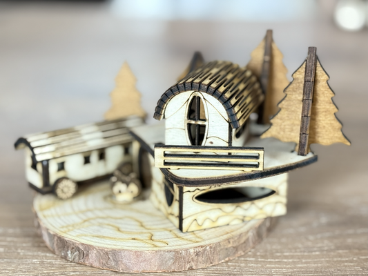 Kerstdiorama - cabin in the woods